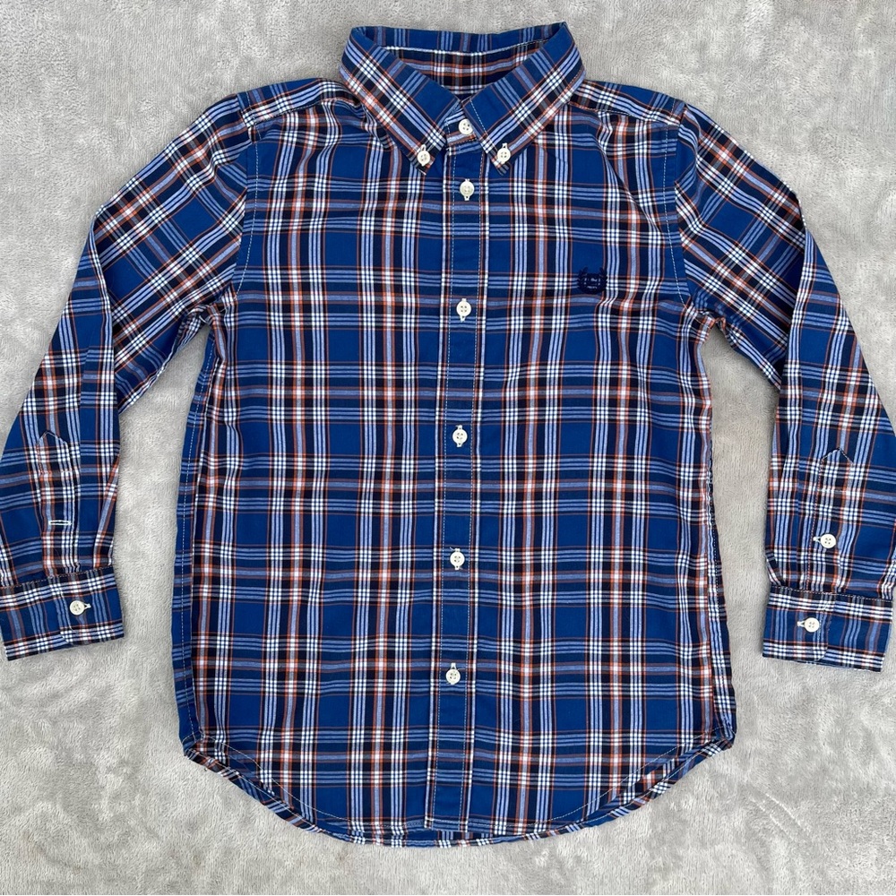 CHAPS Youth Long Sleeve Button Down - Blue & Orange - 7 (boy)